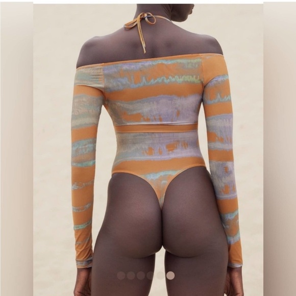 Skims JELLY SHEER Off The Shoulder Bodysuit Top Tie Dye Print Small - Picture 2 of 10